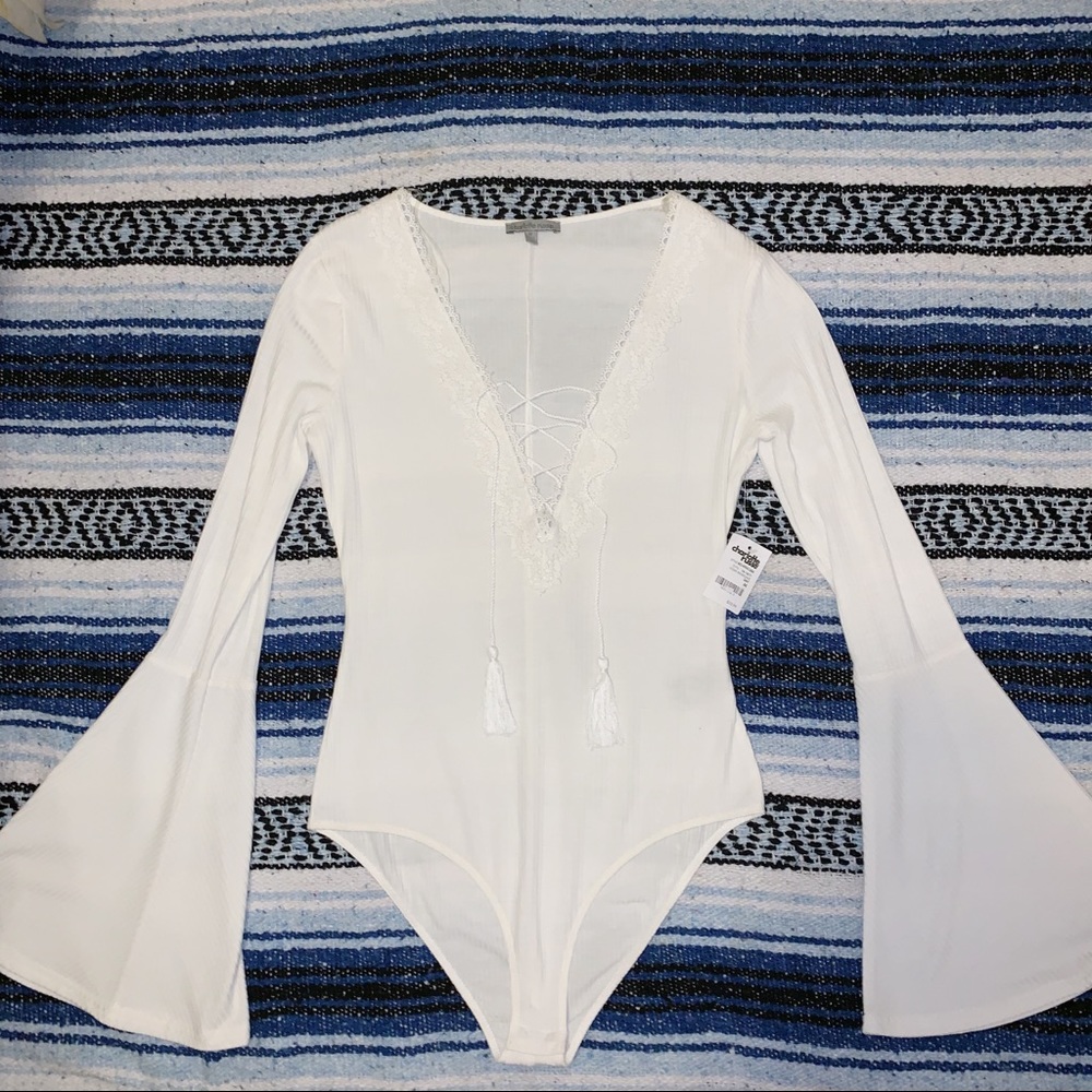 White Bell Sleeve Bodysuit